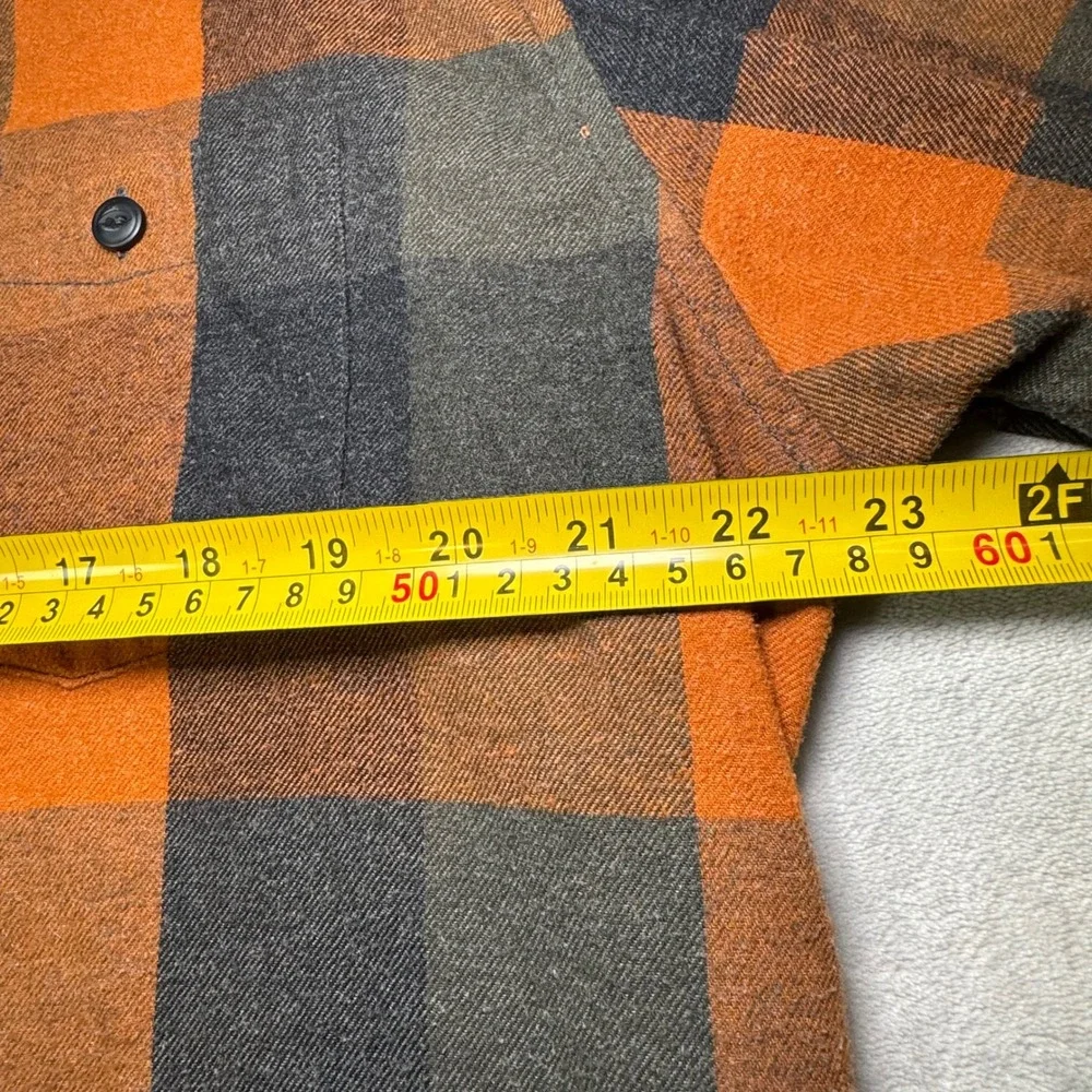 Weatherproof Vintage Men's Plaid Flannel Button Up Shirt Orange Gray Size XL EUC